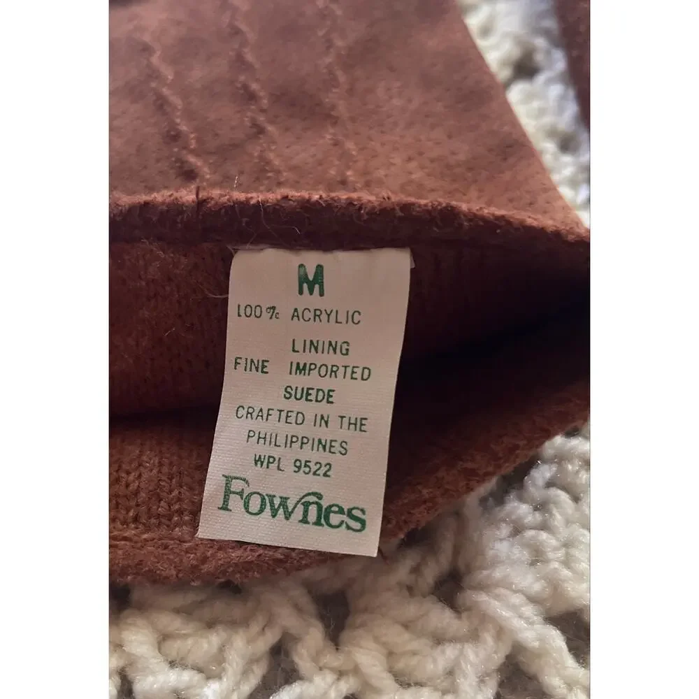 Vintage 90s Brown Suede Gloves Short Leather Western Size Medium